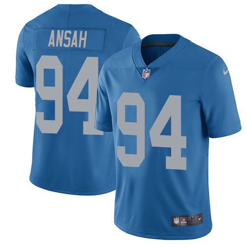 Nike Lions #94 Ziggy Ansah Blue Throwback Youth Stitched NFL Vapor Untouchable Limited Jersey - Click Image to Close